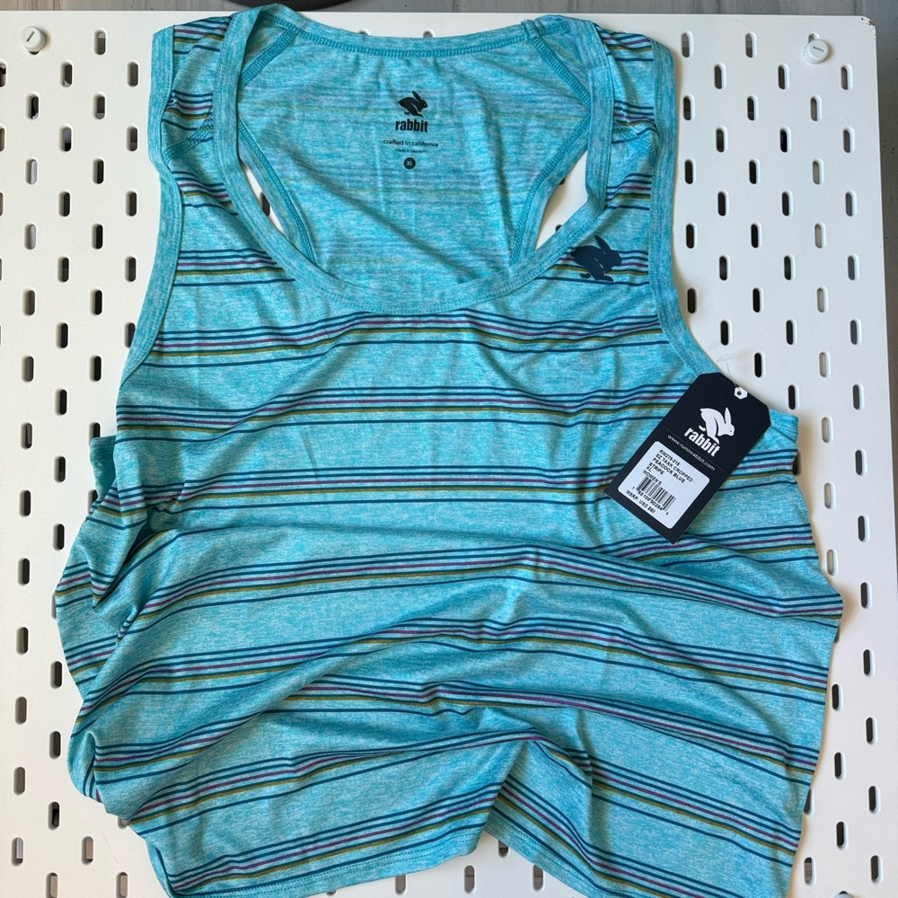 NWT Rabbit ez tank cropped blue stripe sz XL